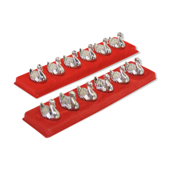 Set of twelve name-bearers swans
