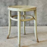 Antique stool side table Thonet style mint green