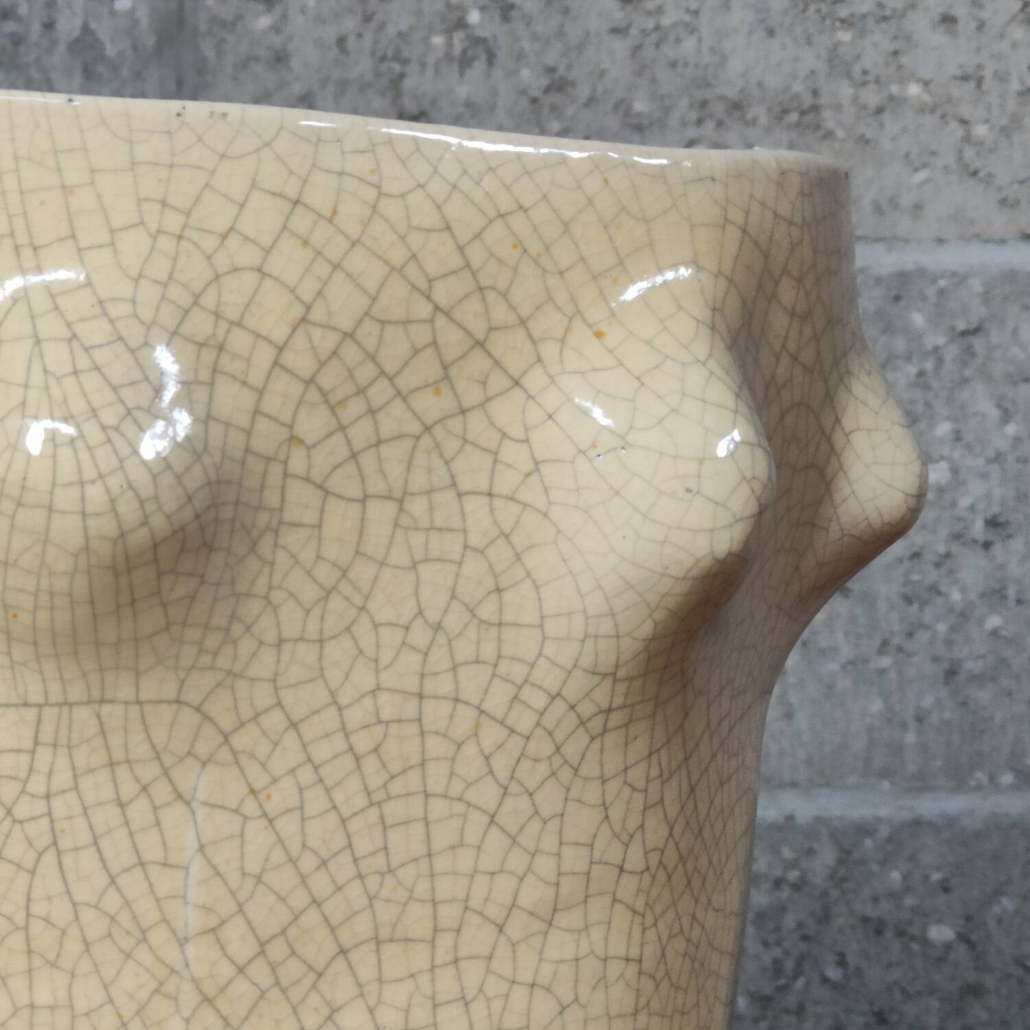 Cracked ceramic vase organic shape 1970