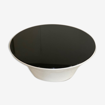 Round coffee table with black glass