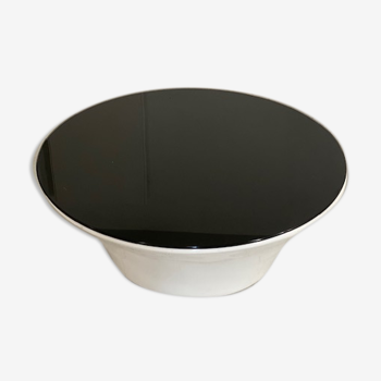 Table basse ronde dessus verre noir