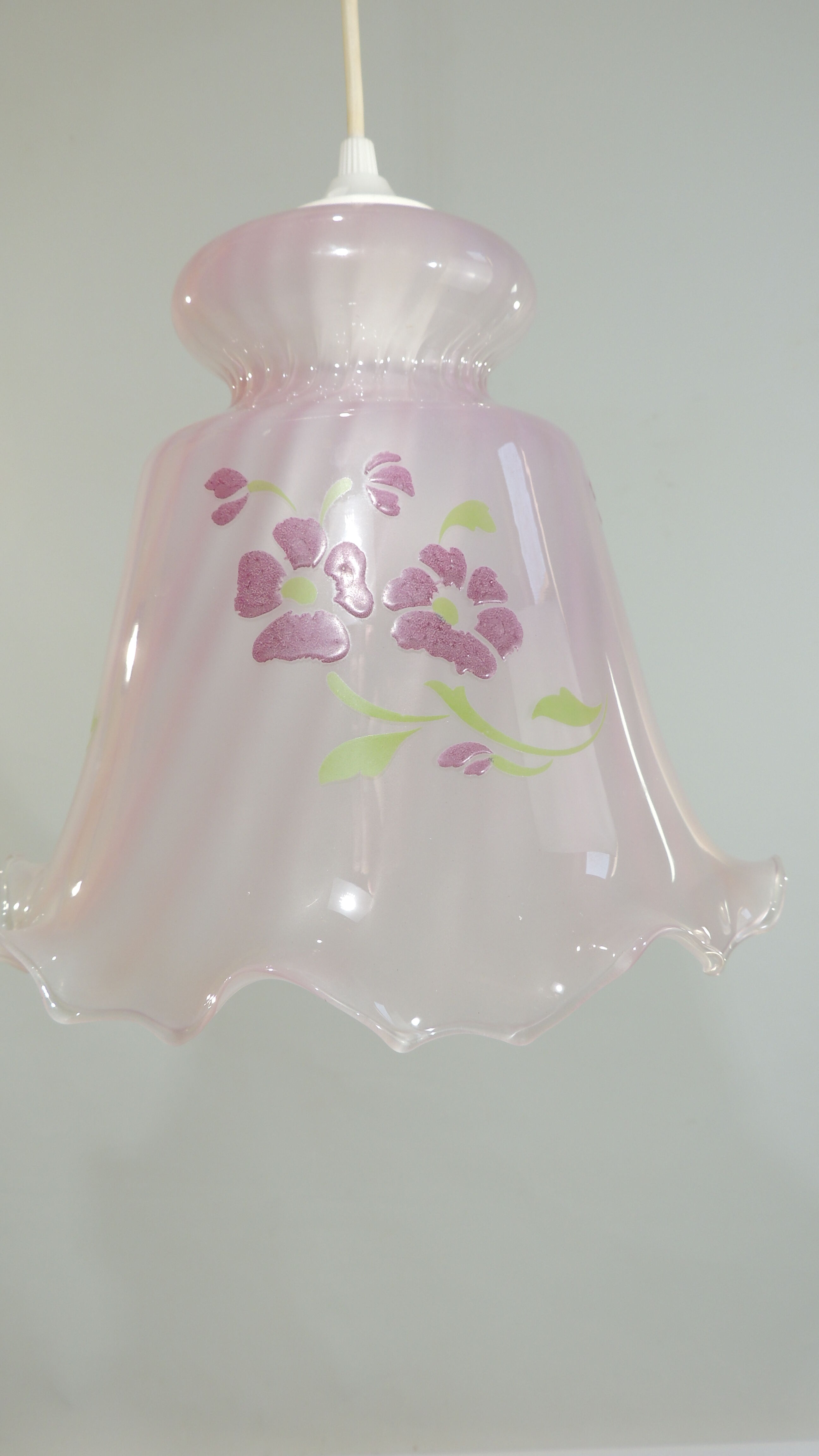 Pink glass suspension tulip shape / vintage