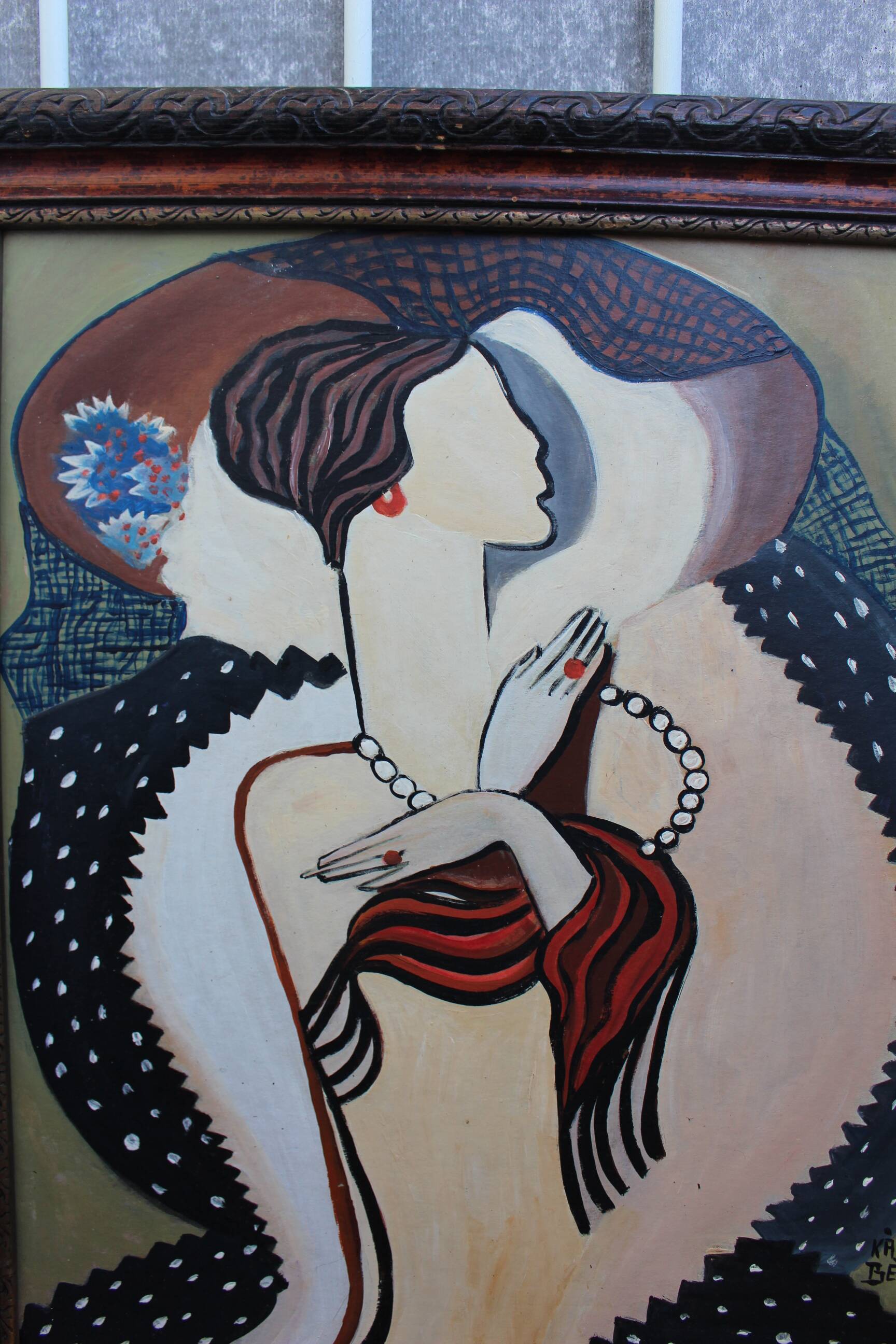 Mid-century modern expressionist oil painting nude from the 1960s.