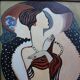 Mid-century modern expressionist oil painting nude from the 1960s.