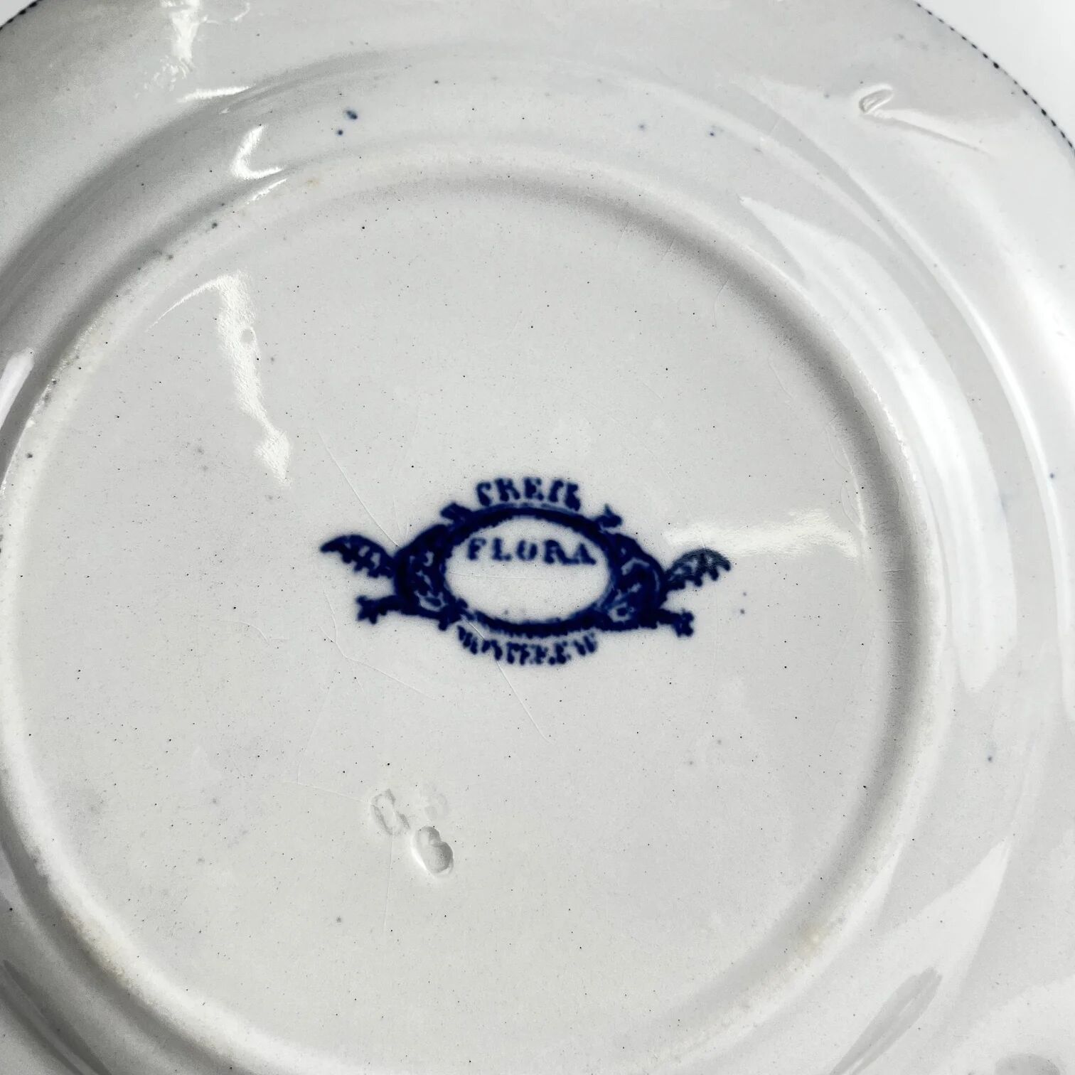 Set of 6 dessert plates in ironstone "Flora" – Creil et Montereau, 19th century, blue