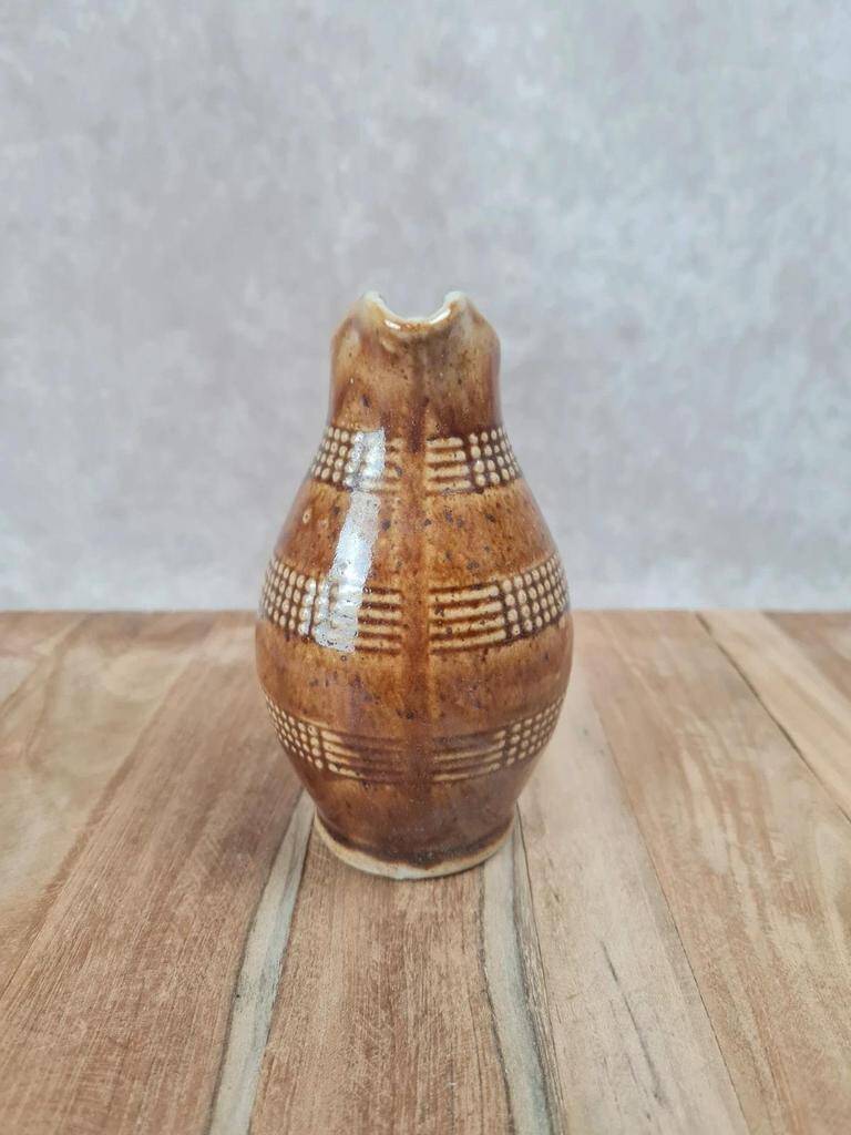 Small vintage stoneware jug with dotted decoration – rustic spirit