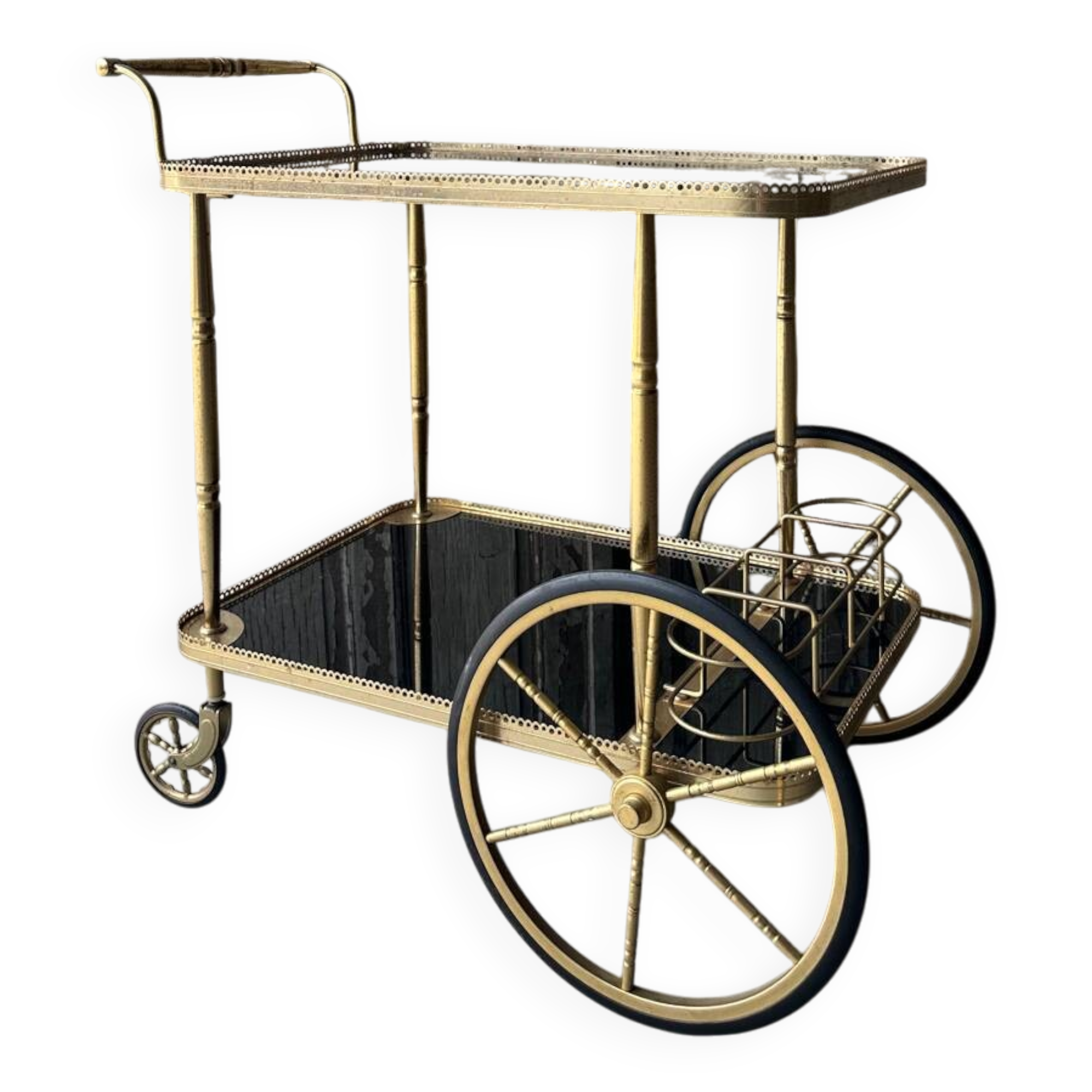 Vintage black and gold rolling trolley