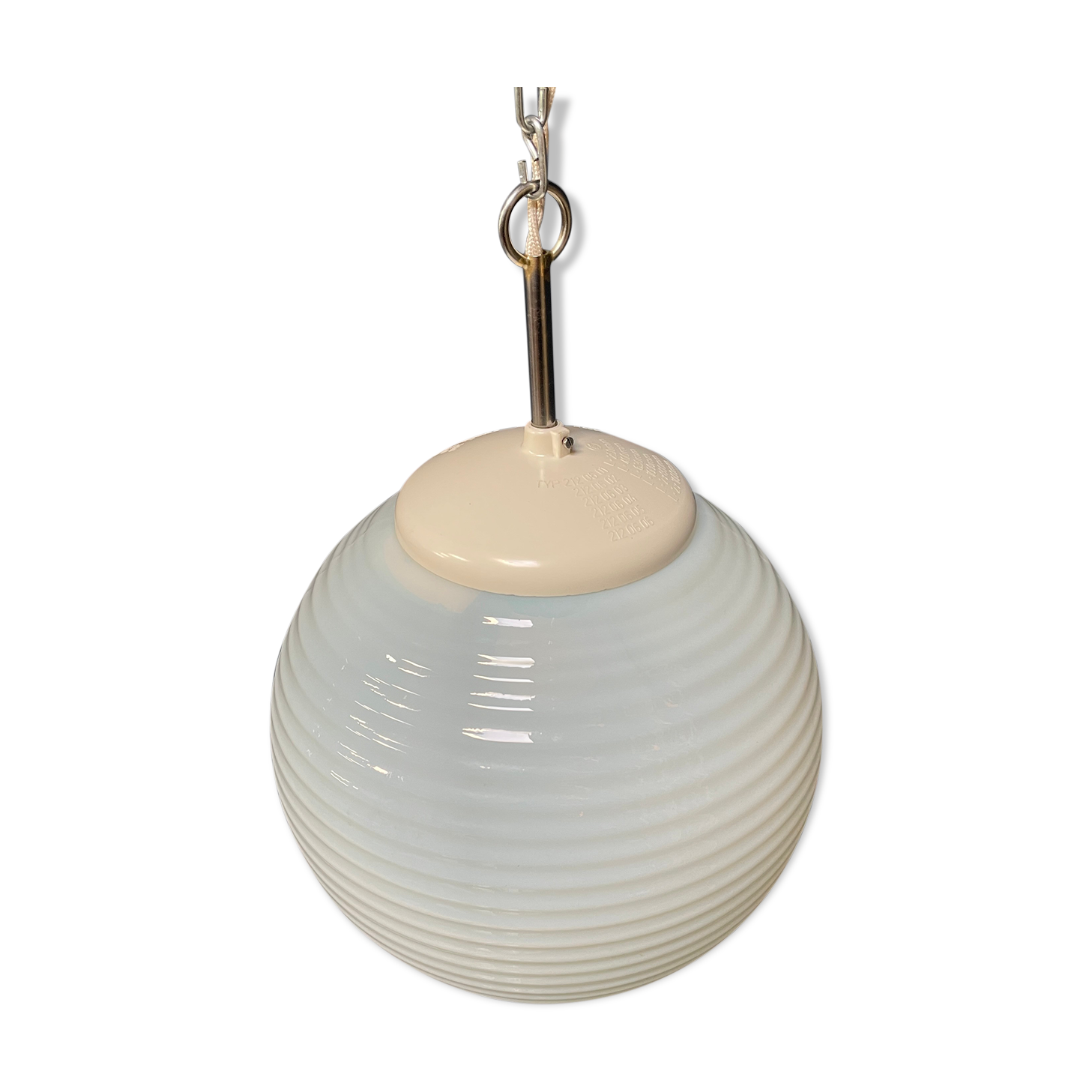 Mother of pearl opaline glass pendant lamps from the 1960s