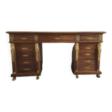 Empire desk with mahogany and oak pedestals