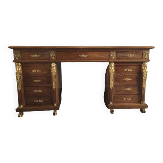 Empire desk with mahogany and oak pedestals