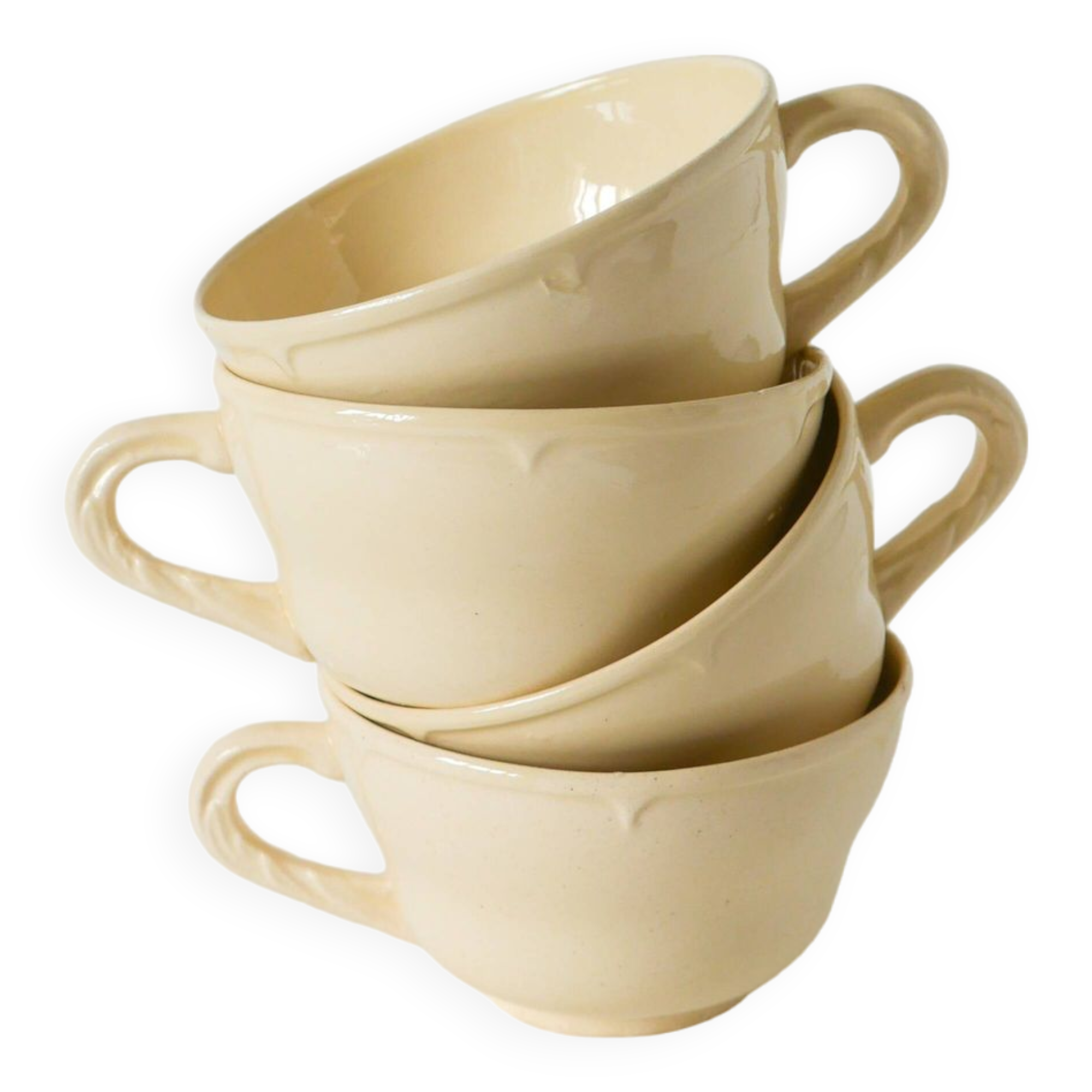 Set of 4 Badonviller coffee cups, Cream, 1960