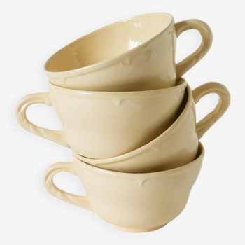 Set of 4 Badonviller coffee cups, Cream, 1960