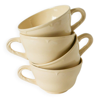 Set of 4 Badonviller coffee cups, Cream, 1960