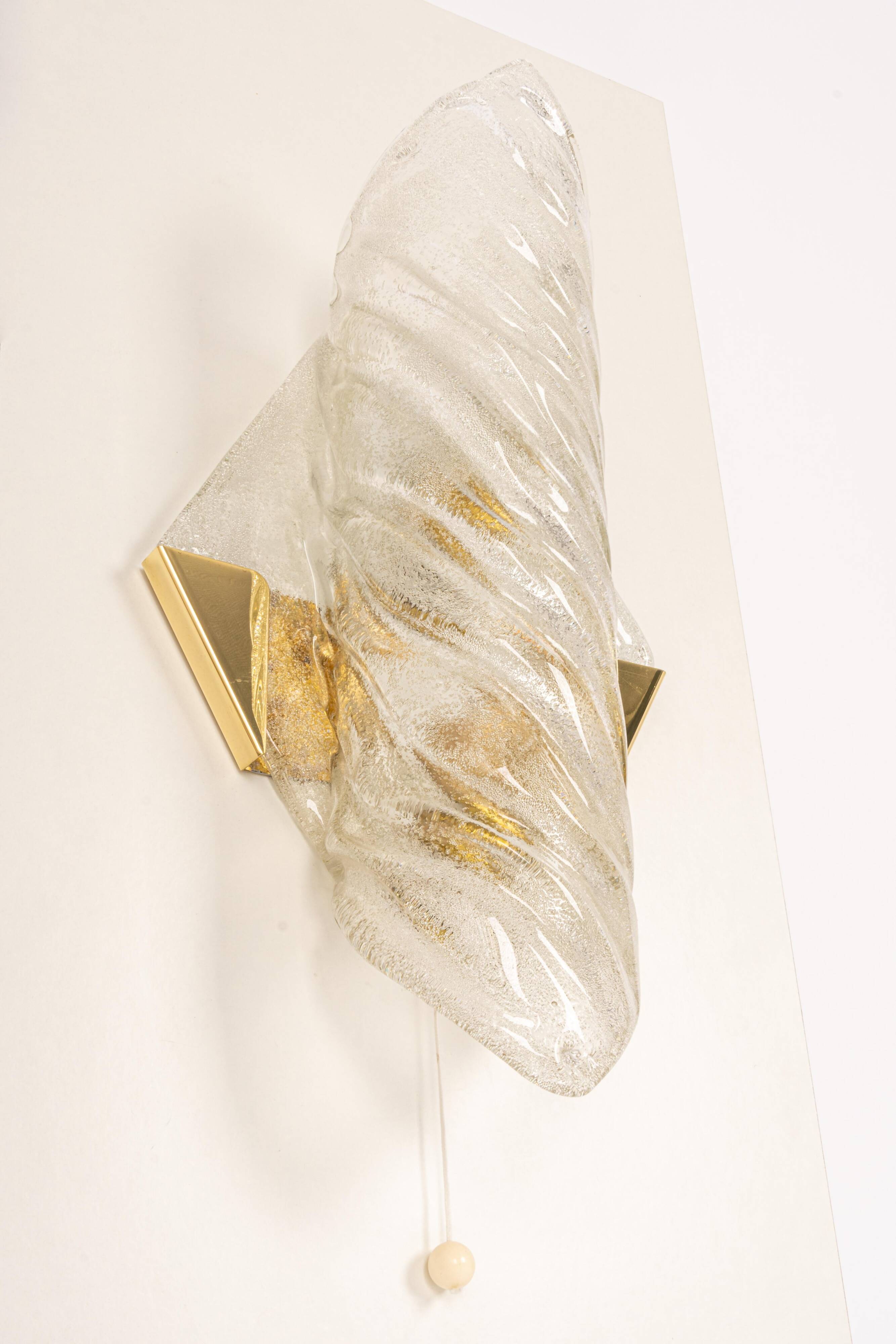 Paire de grandes appliques murales angulaires en verre Murano par Hillebrand, Allemagne, années 1960