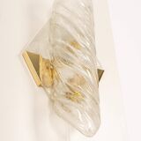 Paire de grandes appliques murales angulaires en verre Murano par Hillebrand, Allemagne, années 1960