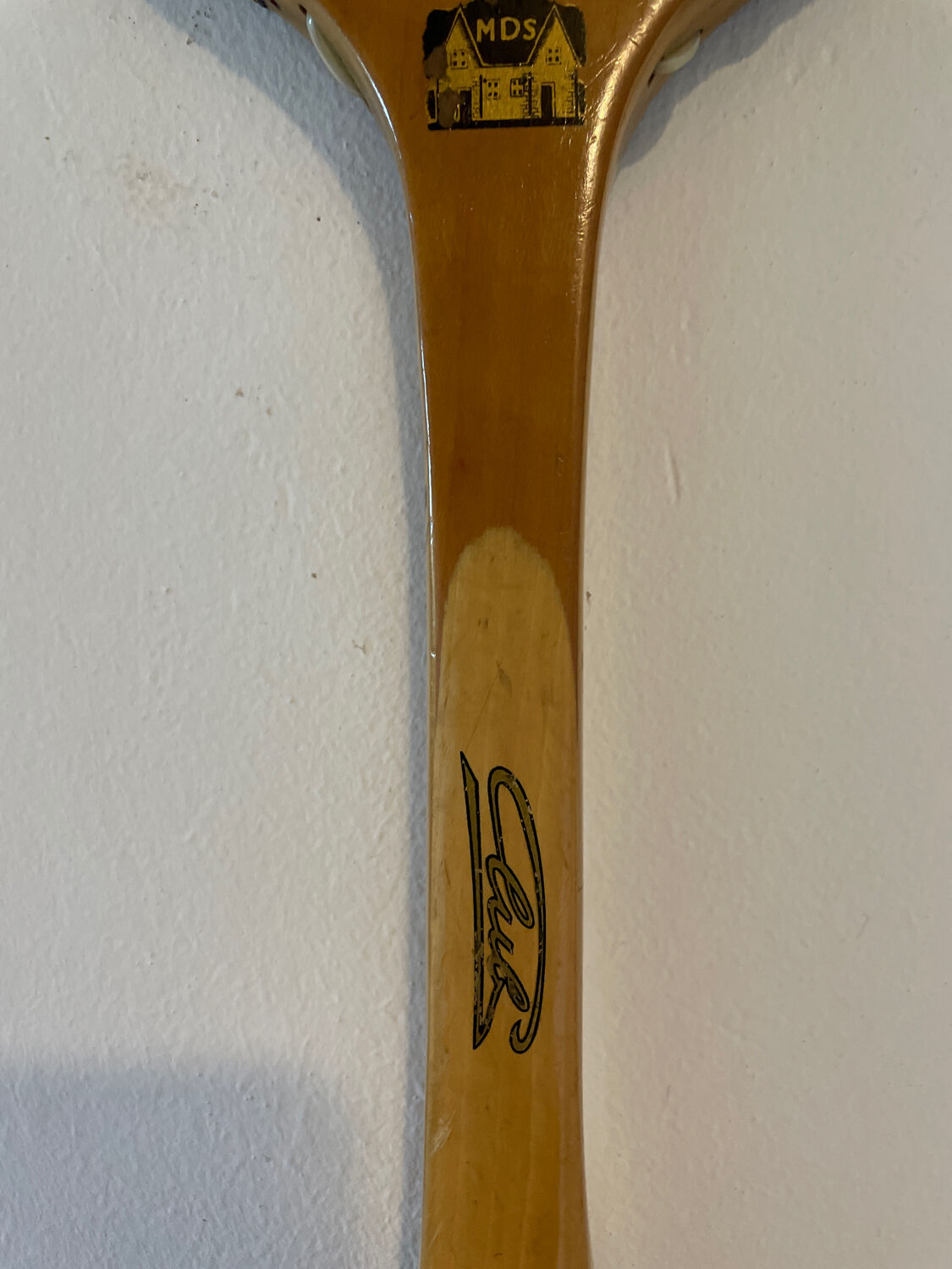 Vintage blond wood tennis racket