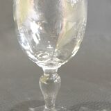 Set of nine engraved crystal liquor glasses, emma model. early 20th century/vintage/thouvenin vierzon