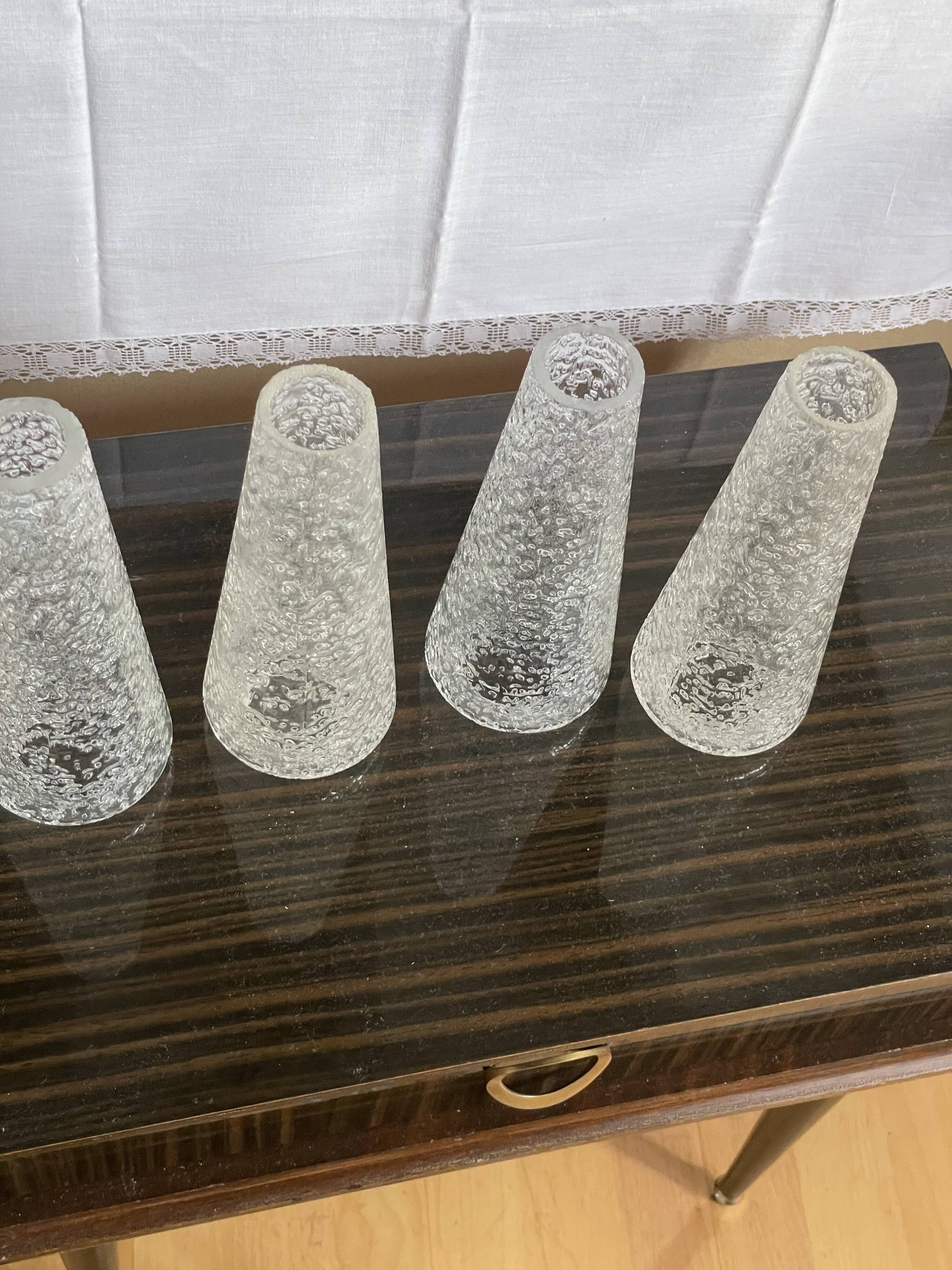 4 tulips cone blown crystalline glass for vintage suspension