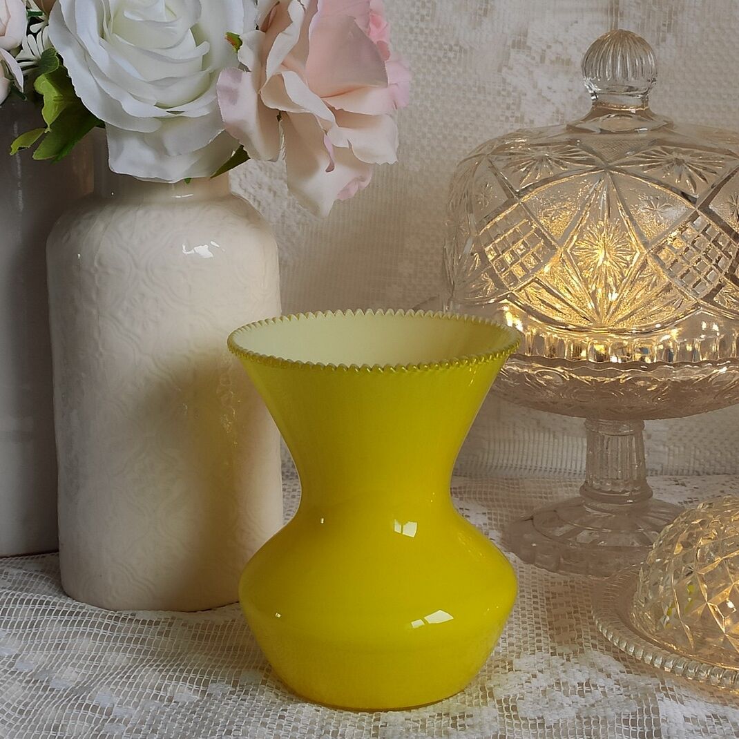 Yellow opaline vintage vase