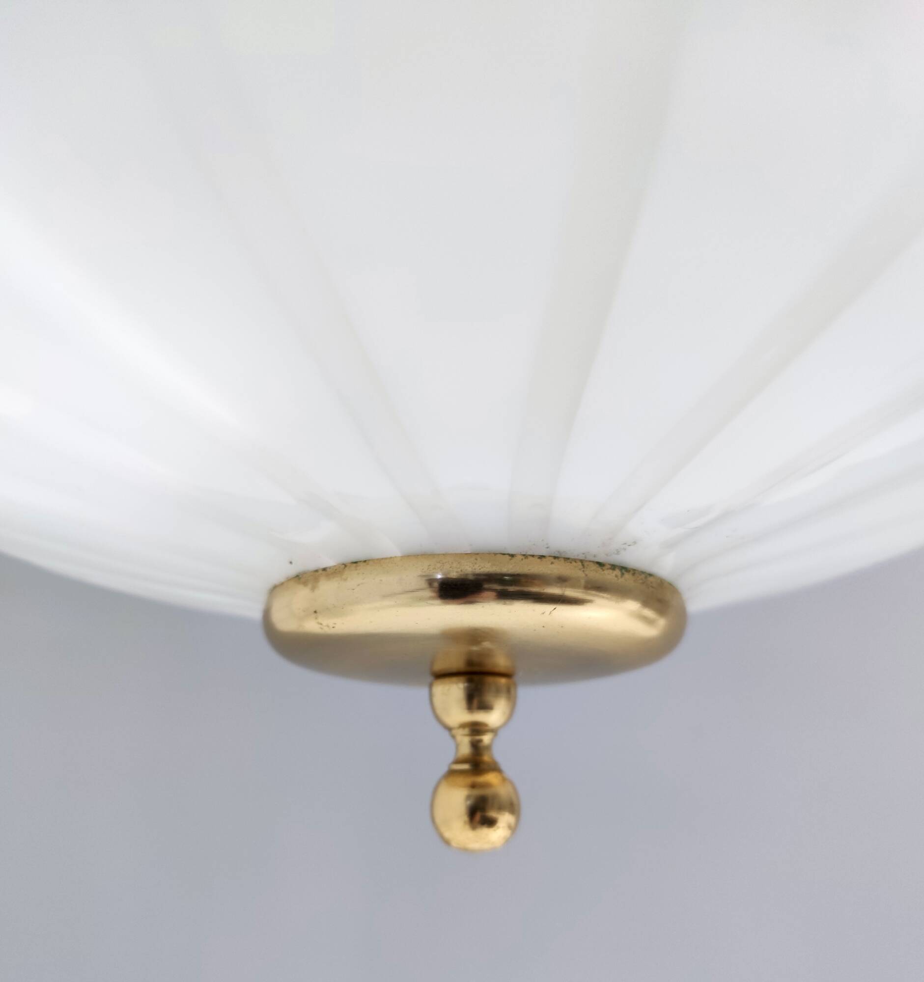 Vintage Murano Glass and Brass Ceiling Light in Neoclassical Style, Italy