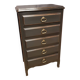 Cherry wood chest of drawers with 5 drawers in aged black.