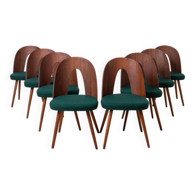 Ensemble de 8 chaises de salle à manger du milieu du siècle par Antonin Šuman, options de rembourrage
