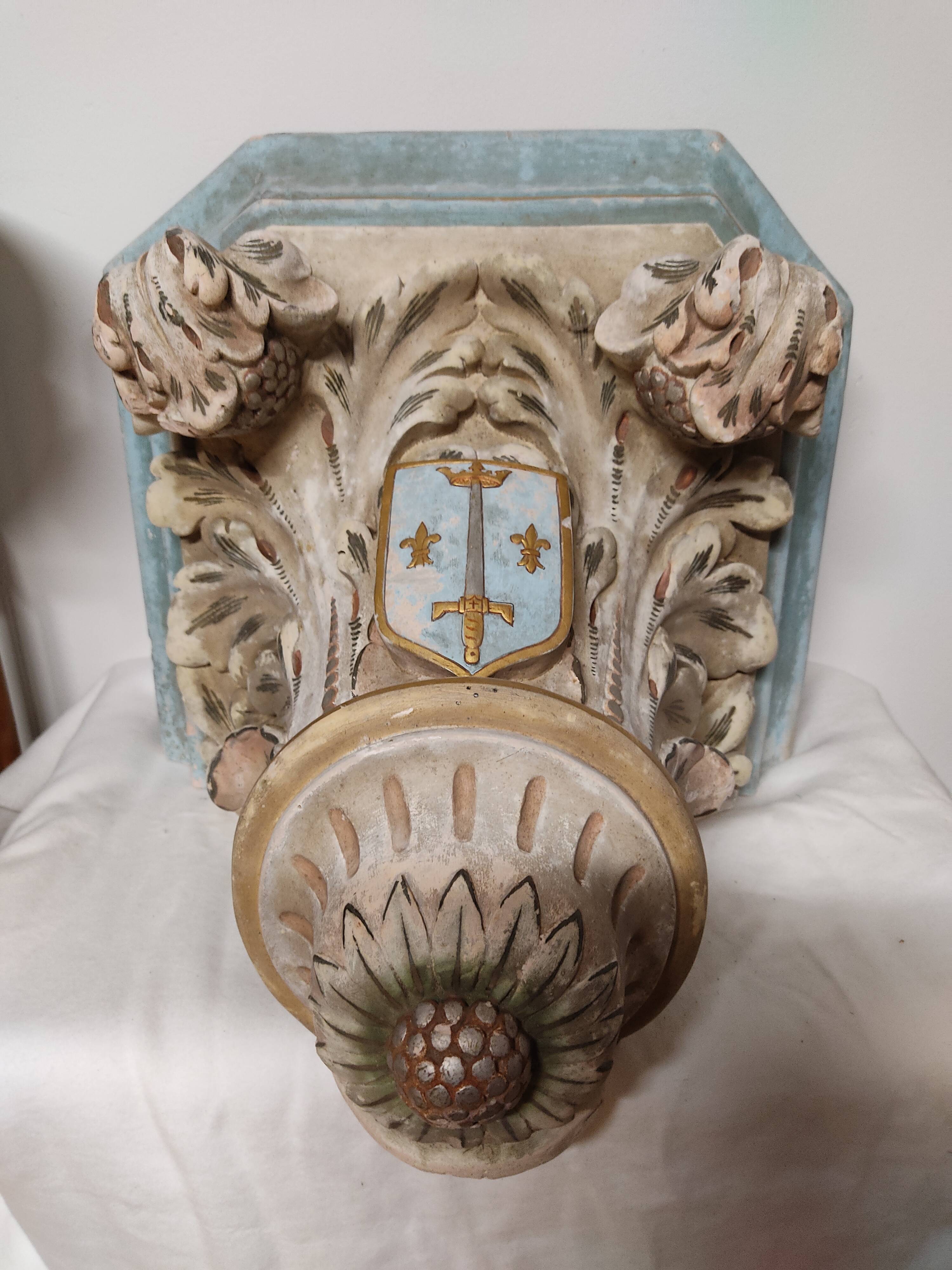 Lot De 2 Appliques Murales En Plâtre Doré - Style Console/sculpture - 22x18x5cm
