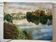 Oil painting on canvas winter landscape and lake signed vintage
