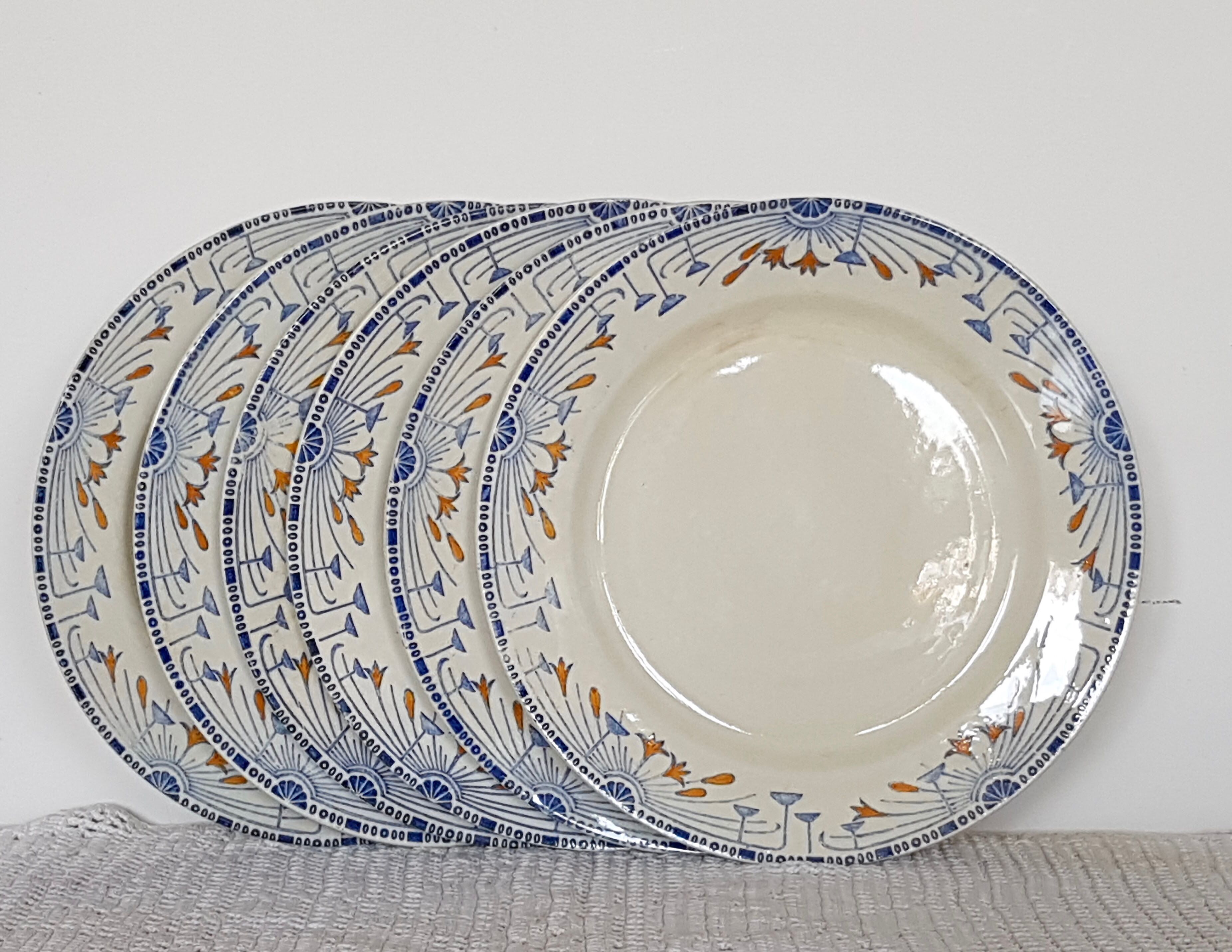 6 dinner plates old creil and montereau labrador service royan