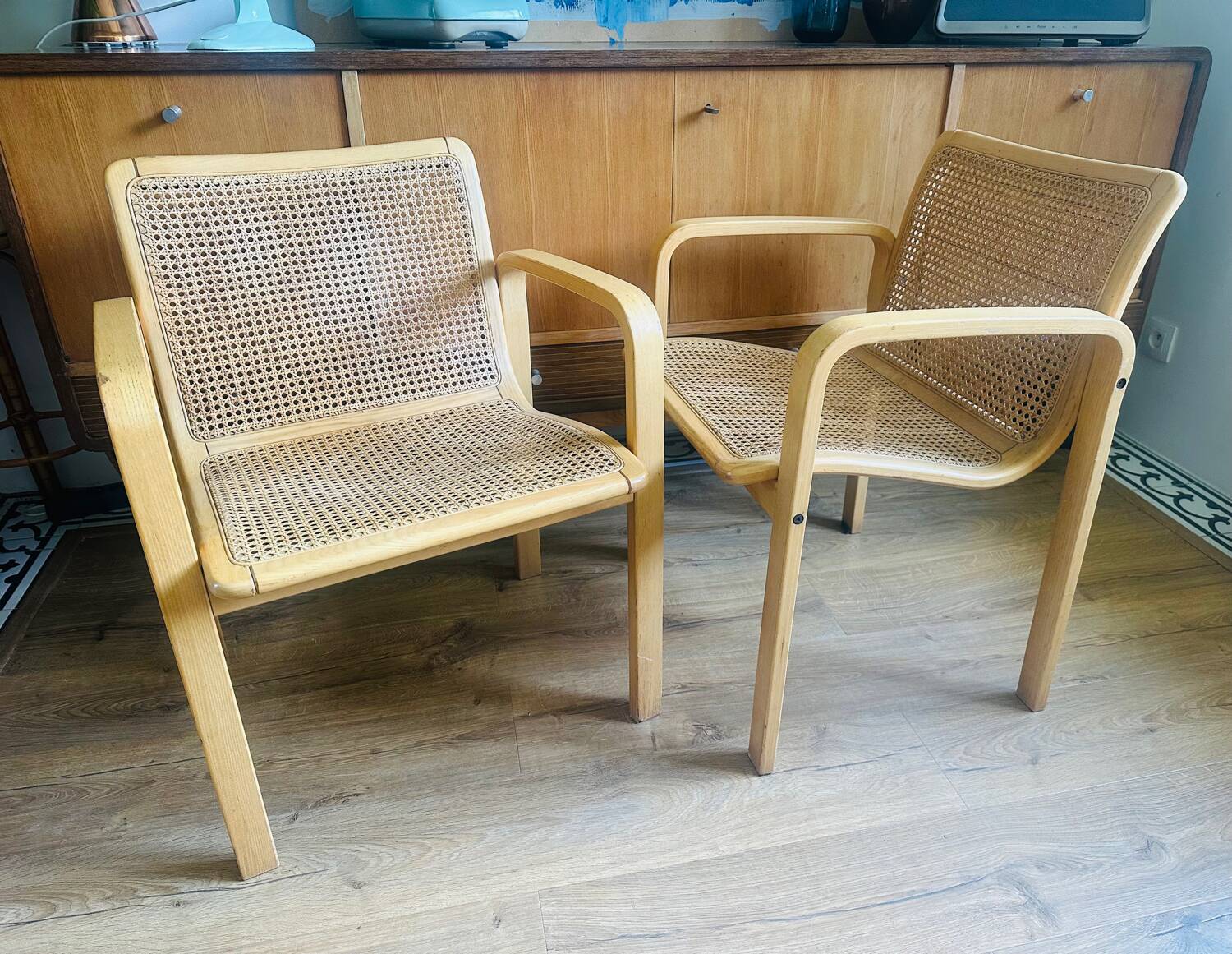 Chaises Olivo Pietro 70' cannage et bois