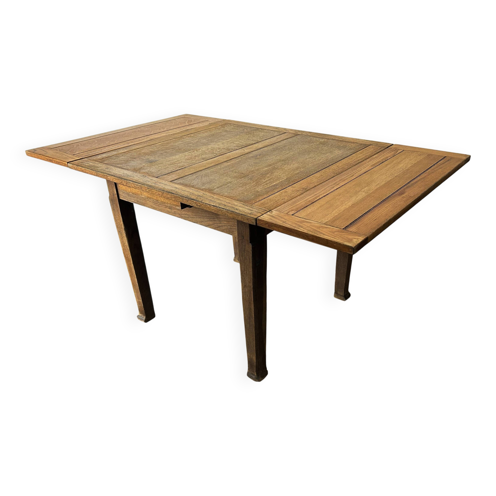 1930s solid oak extending draw-leaf dining table | Arts & Crafts style