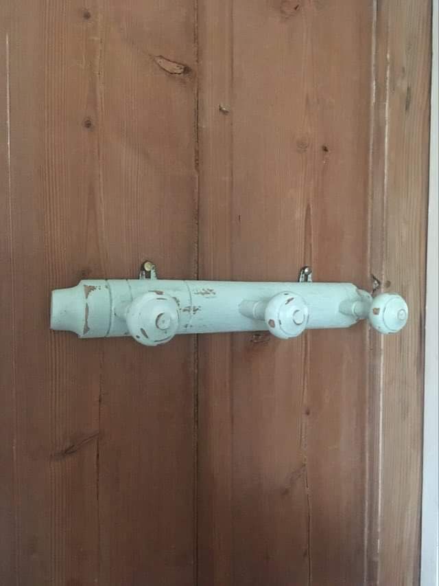 Coat rack bamboo patinated celadon green