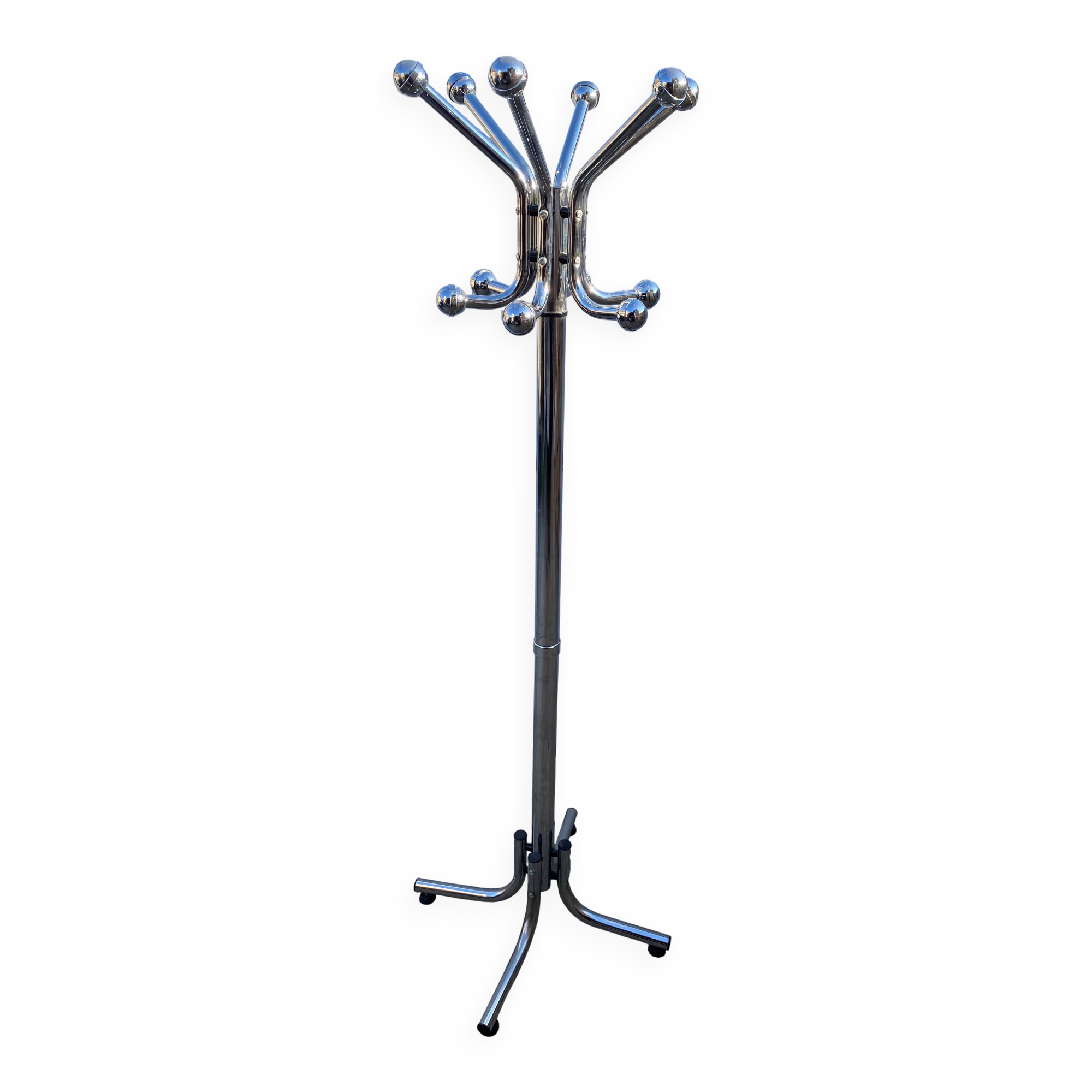 Vintage 1970s chrome metal coat rack