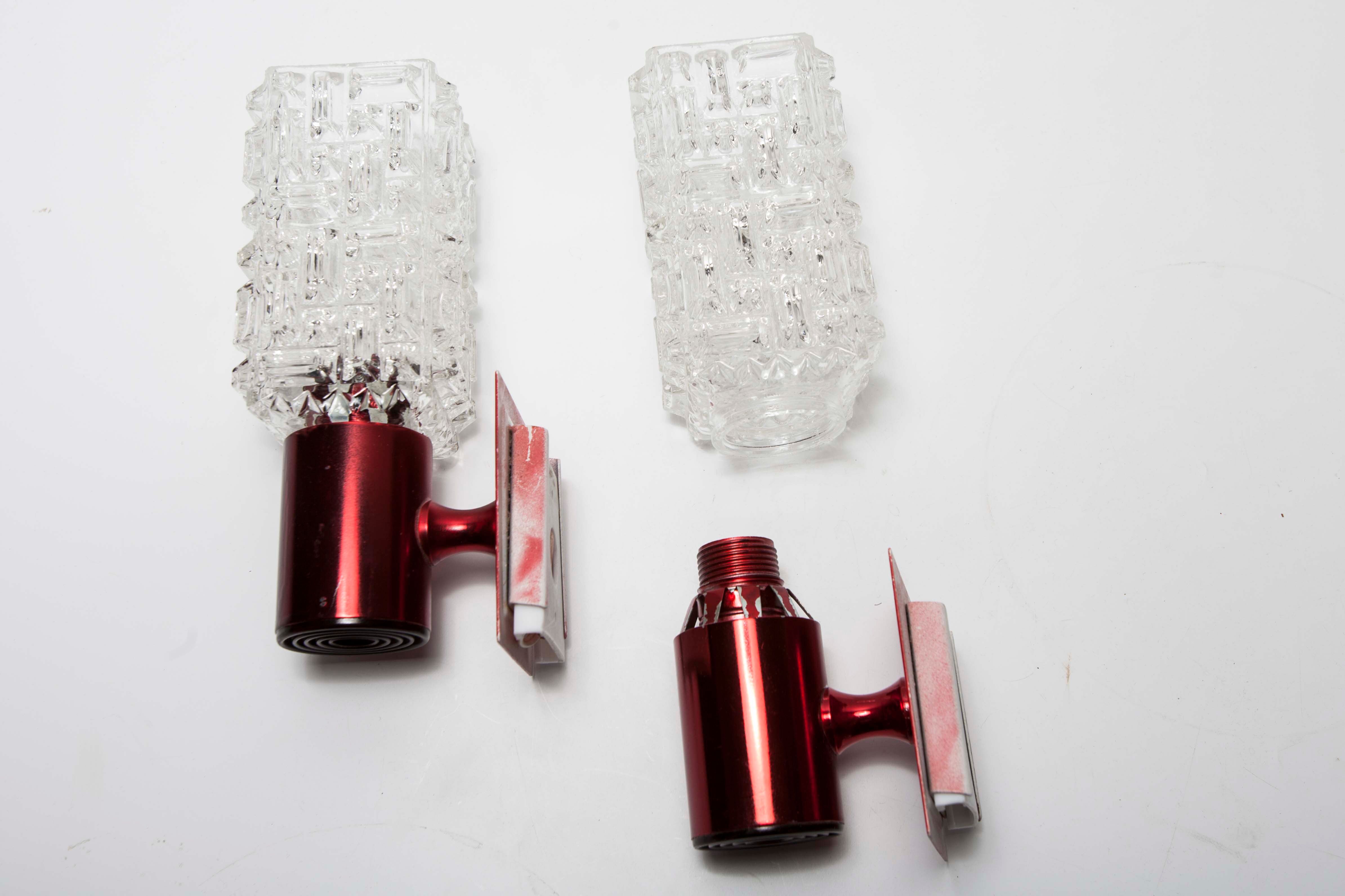 Pair of red wall light 1970