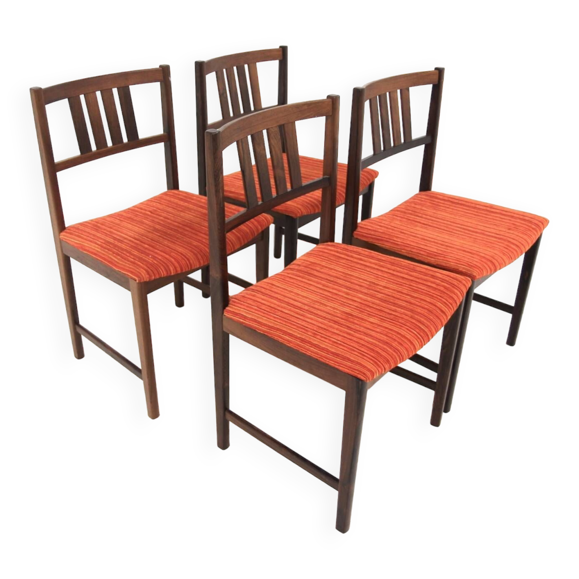 Set of 4 Scandinavian walnut chairs, Sweden, 1960