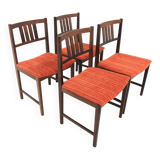 Set of 4 Scandinavian walnut chairs, Sweden, 1960