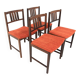 Set de 4 chaises scandinave en noyer, Suède, 1960