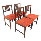Set of 4 Scandinavian walnut chairs, Sweden, 1960