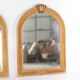 Pair of rattan and copper mirrors