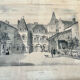 Old lithograph engraving House of Henry II and Diana of Poitiers