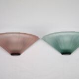 Pair of De Majo sconces in thick pink and green murano glass. Italy 1980s