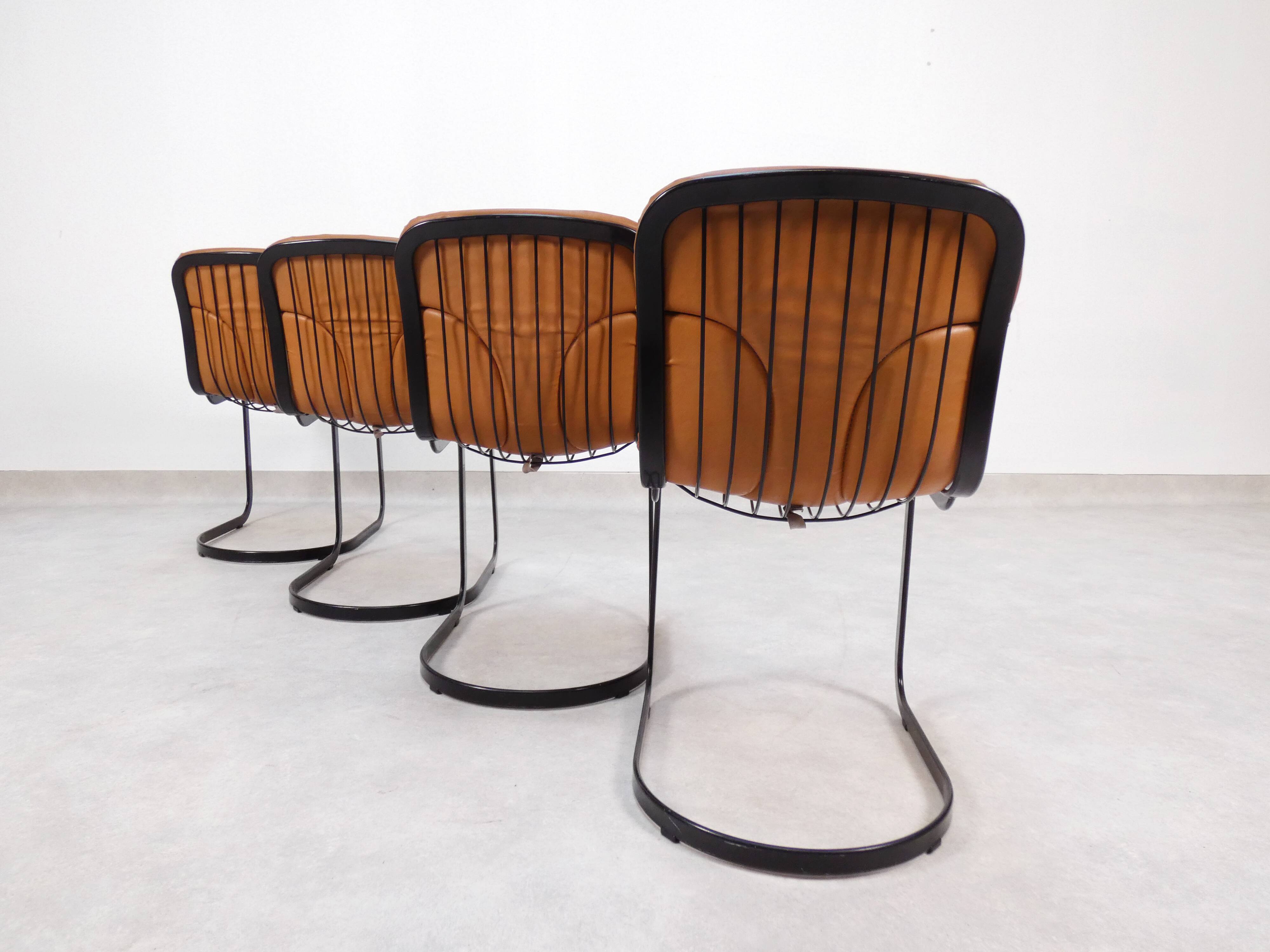Chaises Willy Rizzo pour Cidue Italie - cuir