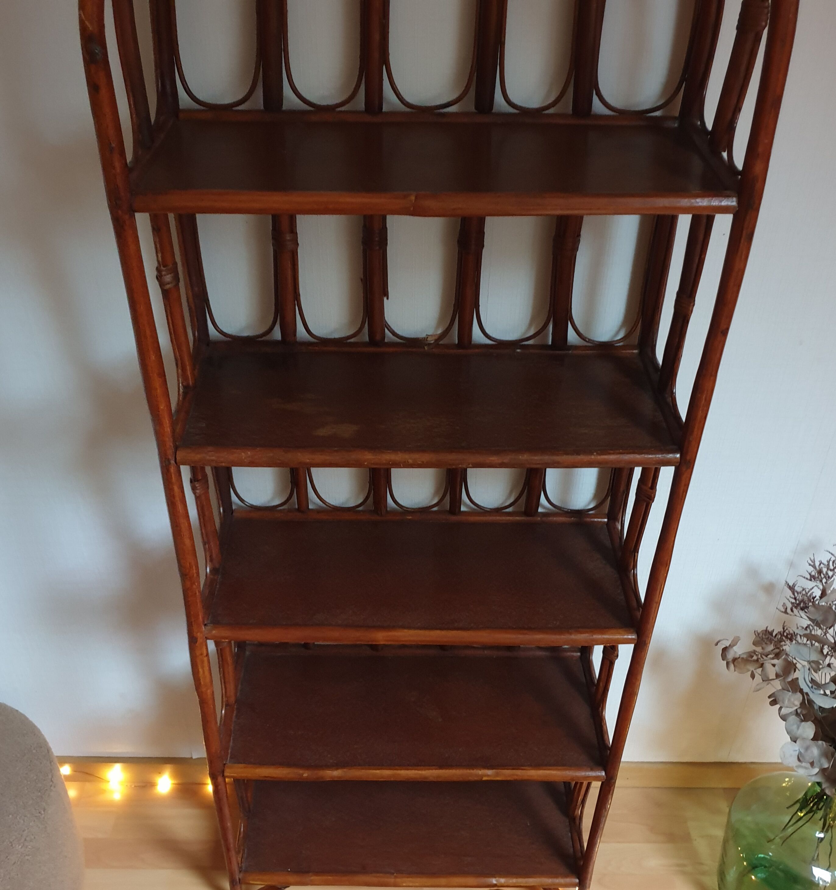 Vintage rattan bookcase