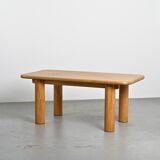 Dining table in glued laminated pine, France, around 1970.