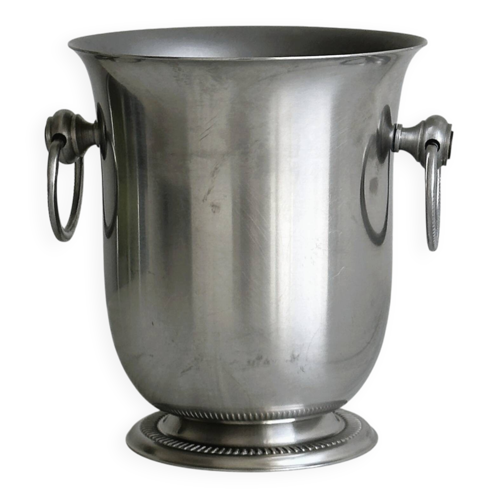 small matte silver metal ice bucket