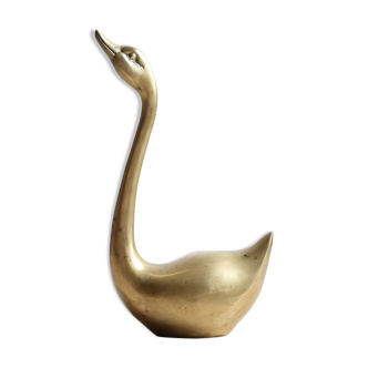 Vintage swan in two-tone golden brass