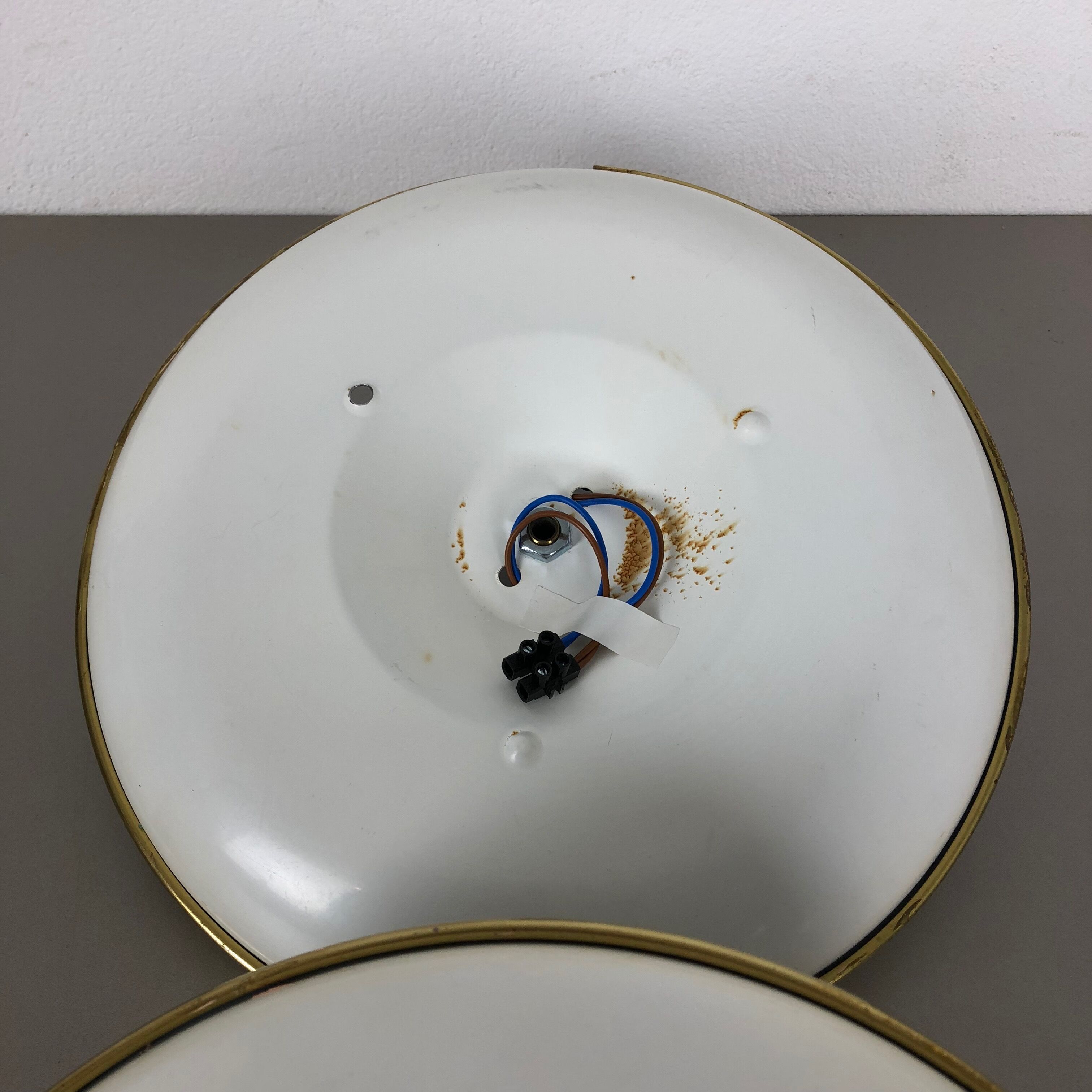 Set of two modernist brass metal sconces wall light, italy, 1950s