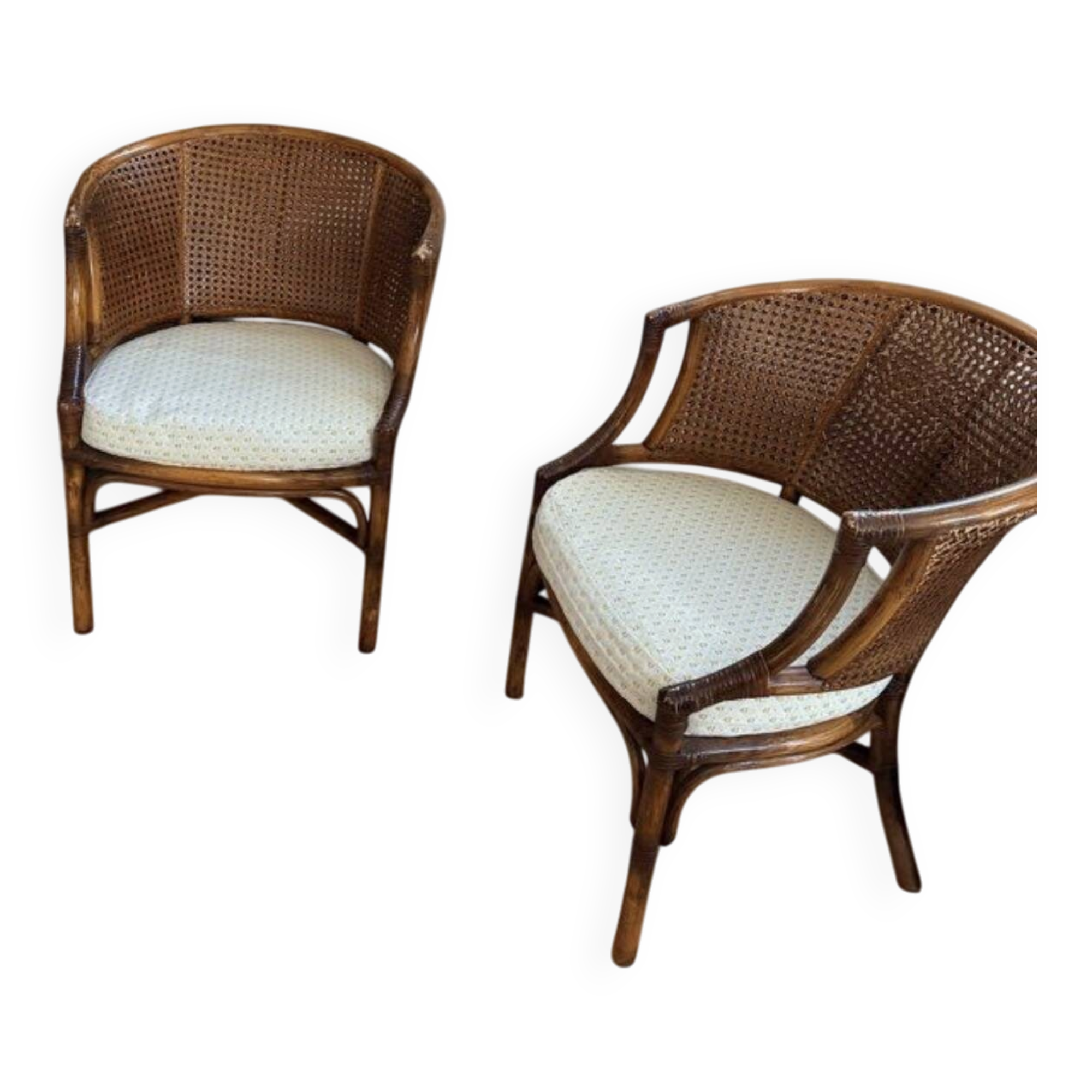 Pair of Armchairs inspired by M Guire in Wicker-Bamboo