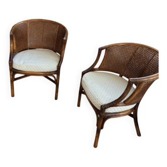 Pair of Armchairs inspired by M Guire in Wicker-Bamboo