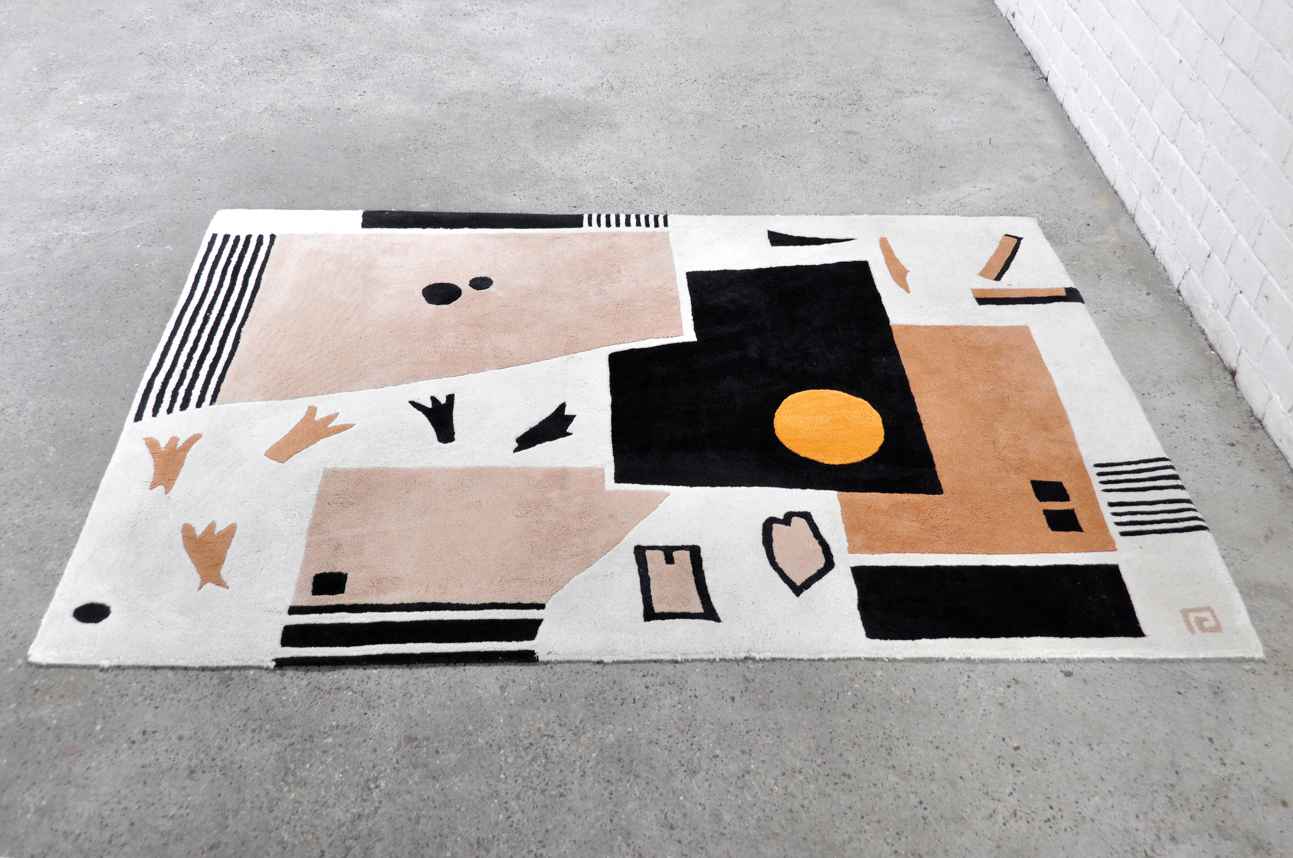 Vintage Handwoven Rug with Abstract Design, 1980s